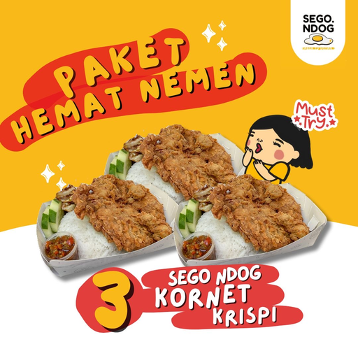 3 PORSI Sego Ndog Kornet Krispi