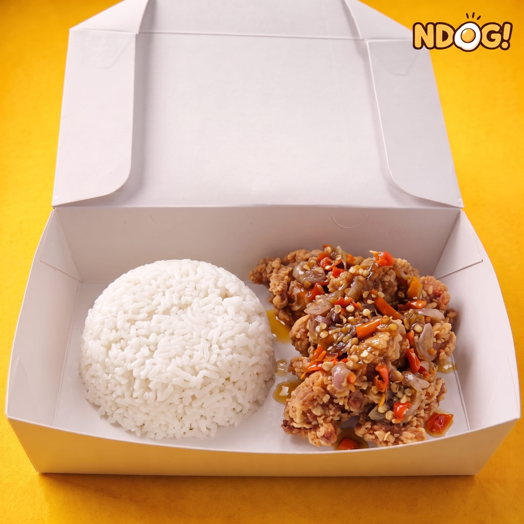 Nasi + Ayam Popcorn + Sambel Bawang